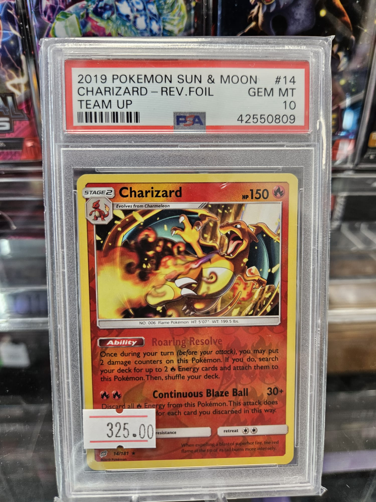 Charizard Team Up Reverse Foil PSA 10