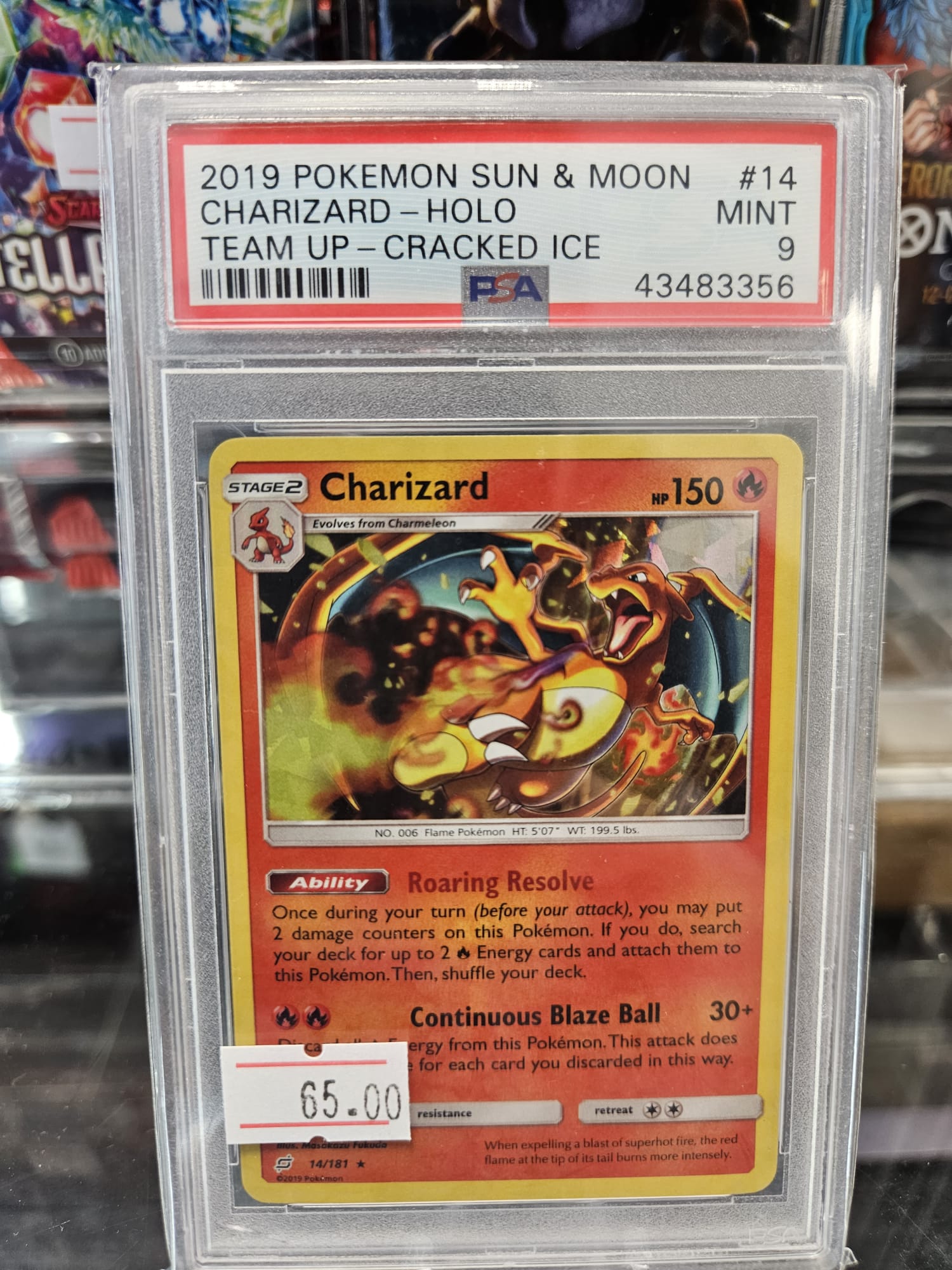 Charizard Sun& Moon Cracked Ice PSA 9