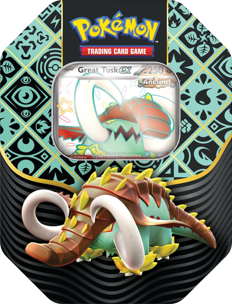 Pokemon Paldean Fates - Tin (4 packs) - Shiny Great Tusk